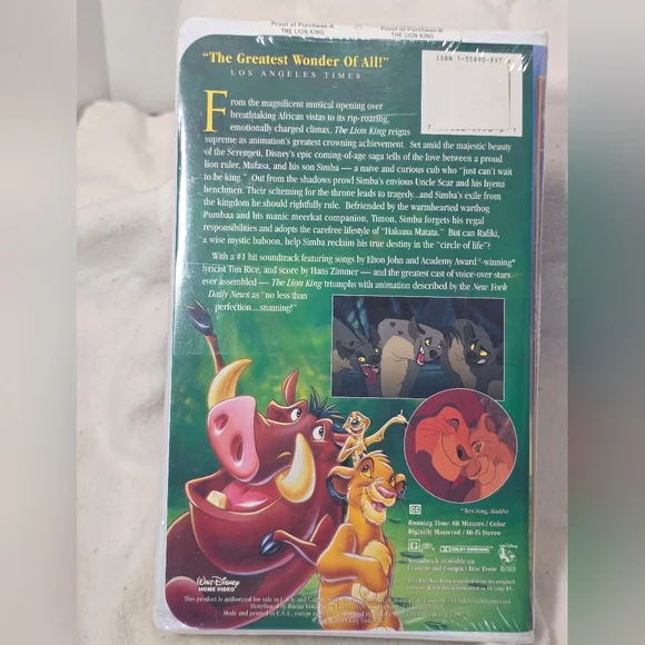 1995 The Lion King VHS New Sealed Disney 88 Min #2977 Masterpiece Collection - Picture 4 of 7